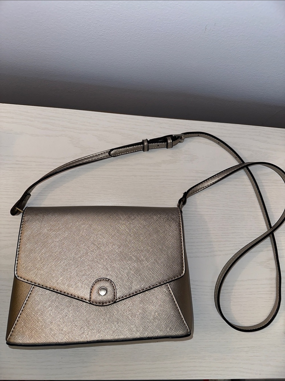 Metallic Silver Crossbody Shoulder Bag